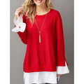 Women's Casual Sweatshirt - Solid Colored Red L